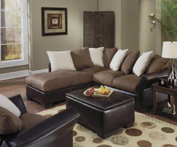 Contemporary Vinyl Leather & Mocha Micro Suede Sectional [JTSS-4860]
