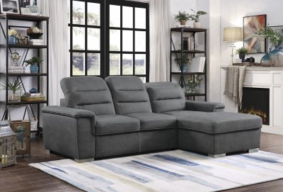 Alfio Sectional Sofa Sleeper Bed 9808SGY in Gray by Homelegance