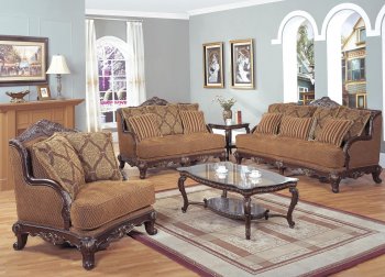 Classic Colored Traditional Living Room w/Carved Wood Frame [HLS-G501]