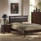 Brown Finish Modern Bedroom w/Faux Leather Headboard Bed