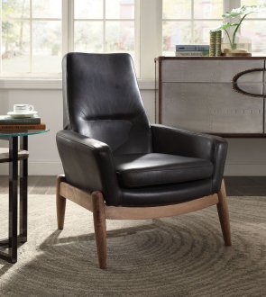 Dolphin Accent Chair 59533 in Black Top Grain Leather by Acme