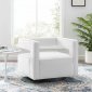 Booth Swivel Accent Chair in White Velvet by Modway