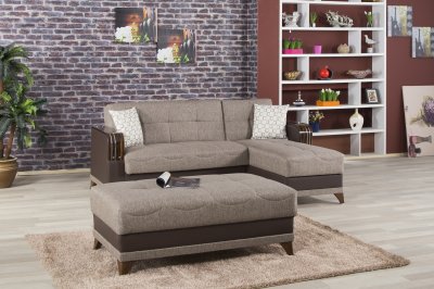 Almira Comet Brown Sectional Sofa in Fabric by Casamode
