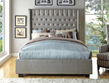CM7055 Mira Bed in Warm Grey Leatherette [FAB-CM7055 Mira]