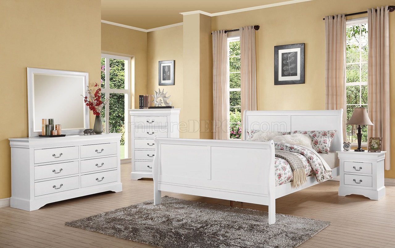 Louis Philippe III 5 Piece Bedroom in White by Acme w/Options - Click Image to Close