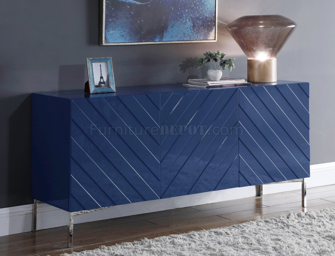 Collette Buffet 309 In Navy Blue Lacquer By Meridian