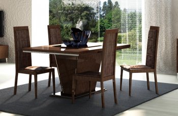 Caprice Dining Table in Walnut by At Home USA w/Optional Items [AHUDS-Caprice Walnut]
