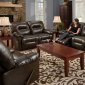 Brown Bonded Leather Modern Double Reclining Sofa & Loveseat Set