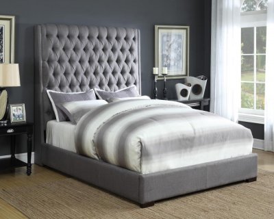 Camille 300621 Upholstered Bed in Grey Fabric by Coaster