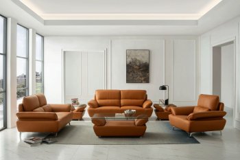 1810 Sofa in Orange Half Leather by ESF w/Options [EFS-1810 Orange]