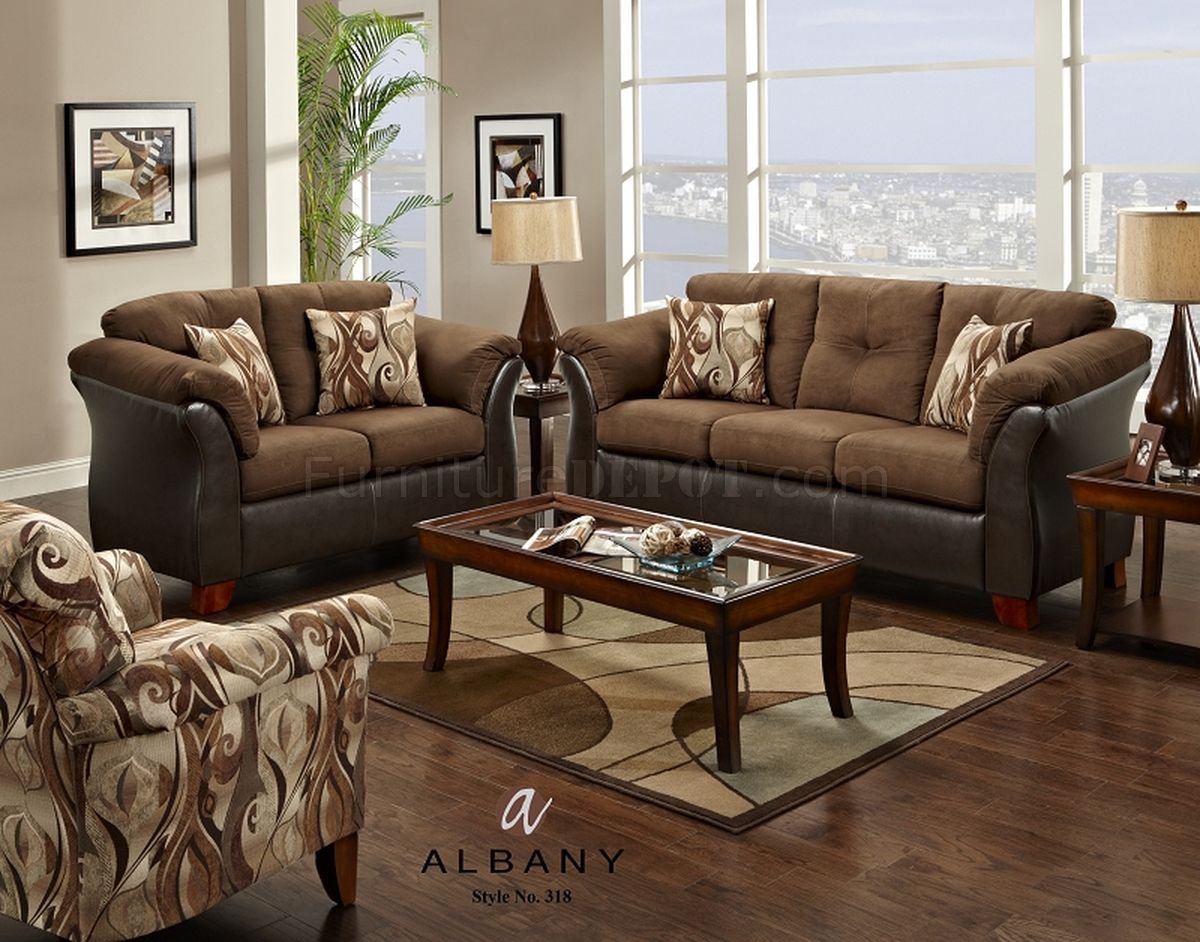 Capri Dark Brown Modern Sofa & Loveseat Set w/Options - Click Image to Close