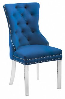 Casanova Dining Chair Set of 2 in Blue Velvet