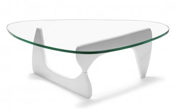 Glass Top Modern Coffee Table w/White, Black or Natural Base [ZMCT-Wingnut]