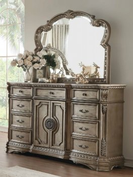Northville Dresser 26937 in Antique Silver by Acme w/Marble Top [AMDR-26937 Northville]