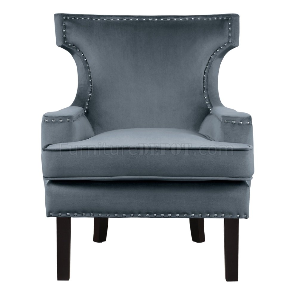 Lapis Set of 2 Accent Chairs 1190GY in Gray Velvet - Homelegance