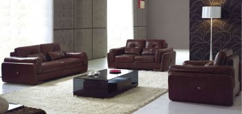Burgundy Brown Full Italian Leather Modern Sofa w/Options [EFS-132]