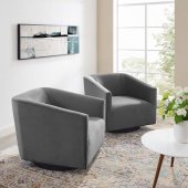 Twist Swivel Chair Set of 2 in Gray Velvet by Modway