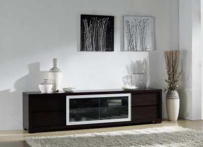 Reflex TV Stand by Beverly Hills Furniture in Wenge