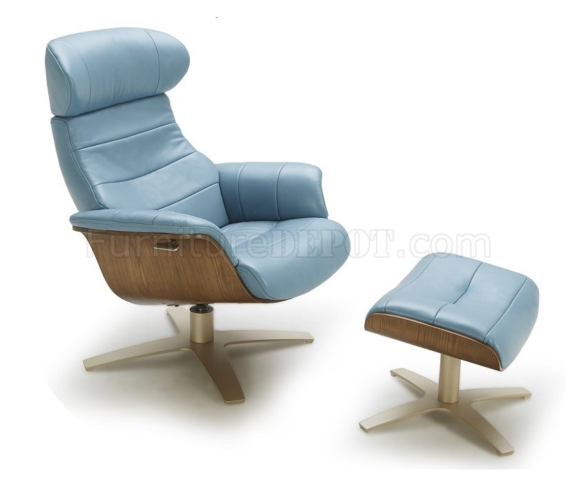 Karma Lounge Chair In Blue Leather By J, Blue Leather Chairs