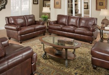 Brown Top Grain Leather Classic Sofa w/Optional Items [DOS-080-Emily]