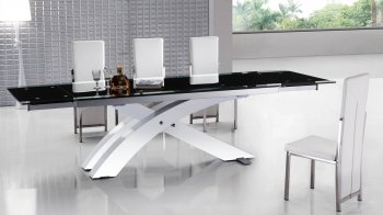 8420DT Dining Table w/Black Glass Top by ESF [EFDS-8420DT]