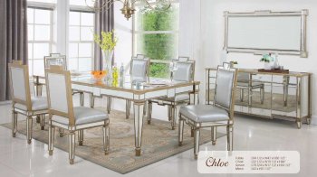 Chloe Dining Table in Mirrored Solid Wood w/Options [ADDS-Chloe]