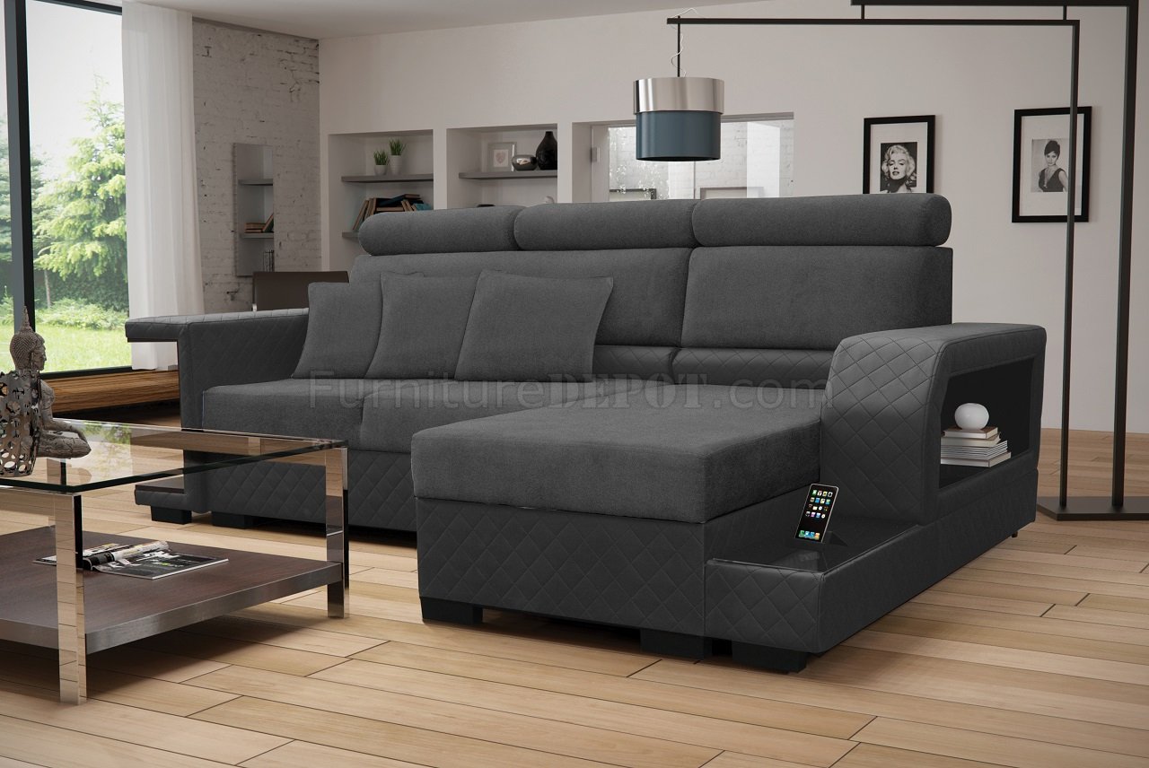 Amaro Sectional Sofa in Black by Skyler Design - Click Image to Close