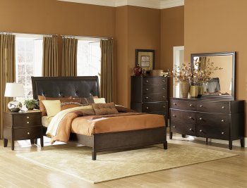 Warm Espresso Finish Contemporary Bedroom w/Optional Items [HEBS-1471]
