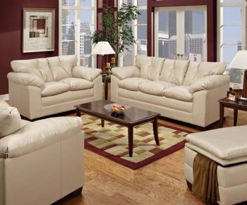Taupe Bonded Leather Modern Sofa & Loveseat Set w/Wooden Legs [UDS-6569-Taupe]