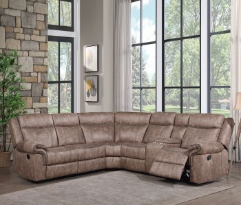 Dollum Motion Sectional Sofa LV00397 in Chocolate Velvet by Acme [AMSS-LV00397 Dollum]