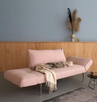Zeal Daybed in Dusty Coral Fabric by Innovation w/Metal Legs [INSB-Zeal Deluxe-Alu 570]