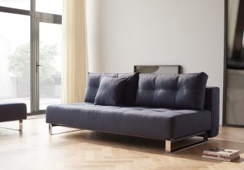 Supremax DEL Sofa Bed in 528 Mixed Blue w/Chrome Steel Legs [INSB-Supremax DEL-528 Blue]