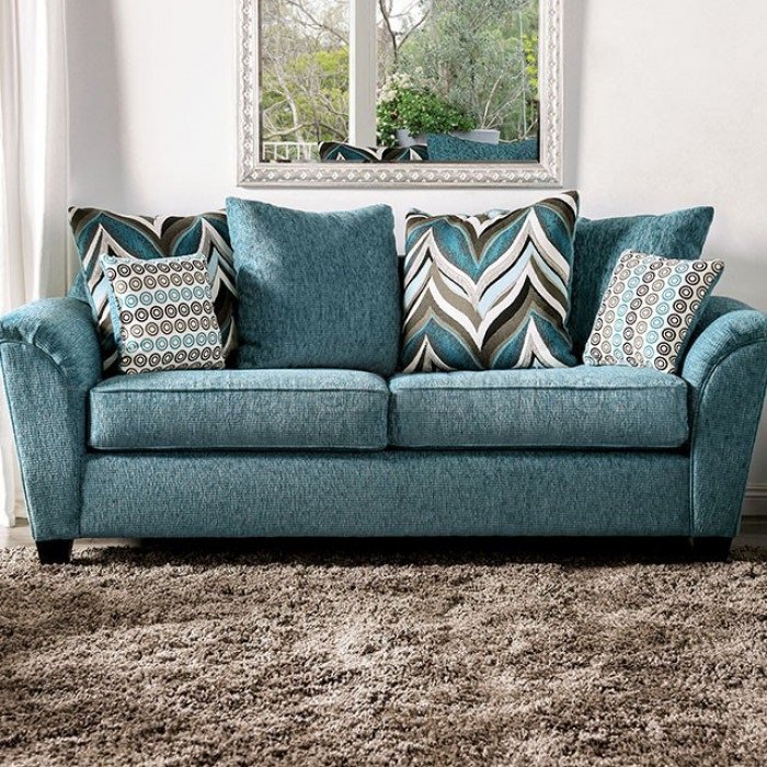 River Sofa SM4120 in Turquoise Chenille Fabric w/Options