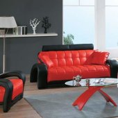 Black And Red Leather Modern Living Room Sofa