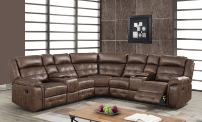 U7271 Motion Sectional Sofa in Brown Fabric by Global
