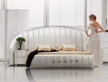 White Tufted Leatherette Modern Bedroom Set [VGBS-Seashell]