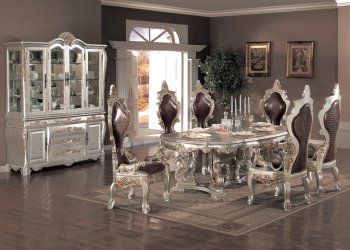 Metallic Finish Traditional 7Pc Formal Dining Set w/Options [YTDS-ME1600-Melamed]