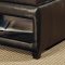 Black Leather Traditional Cocktail Ottoman w/Open Base Storage