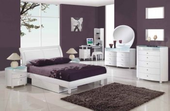 Emily Kids Bedroom in White High Gloss by Global w/Options [GFKB-EMILY KIDS White]