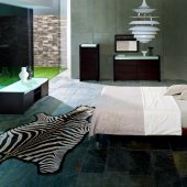 Wenge Finish Stylish Bedroom Set With Frosted Glass Design