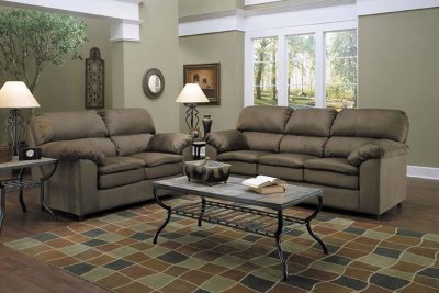 Fern Micro Suede Sofa & Loveseat Contemporary Living Room Set