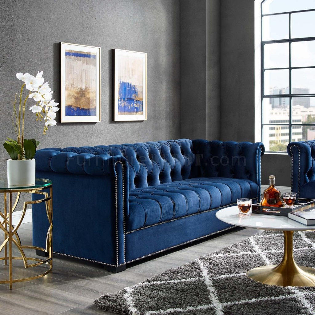 Heritage Sofa In Midnight Blue Velvet