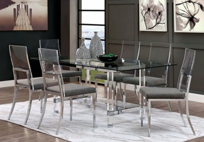 Casper Dining Table CM3654T in Chrome & Glass w/Options