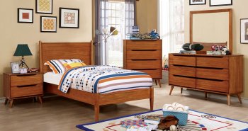 Lennart CM7386A-T 4Pc Kids Bedroom Set in Oak Finish w/Options [FAKB-CM7386A-T]