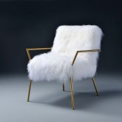 Bagley Accent Chair 59453 in White Wool & Golden Brass by Acme