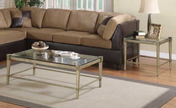 Clear Glass Top Modern 3Pc Coffee Table Set w/Metal Legs [HECT-3283]