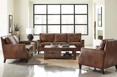 Leaton Sofa 509441 Brown Leather by Coaster w/Options