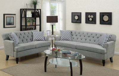 F6940 Sofa & Loveseat Set in Taupe Velveteen Fabric by Boss