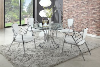 Destiny Dining Table 5Pc Set by Chintaly w/Clear Glass Top [CYDS-Destiny]