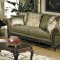Alpine Microfiber Traditional Living Room Sofa w/Wooden Accents
